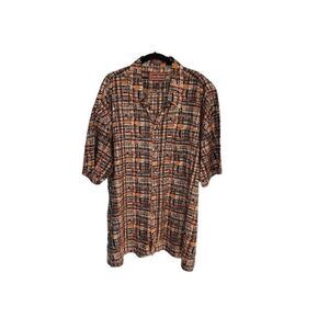 Cotton works men’s plus size geometric Hawaiian short sleeve shirt 2X